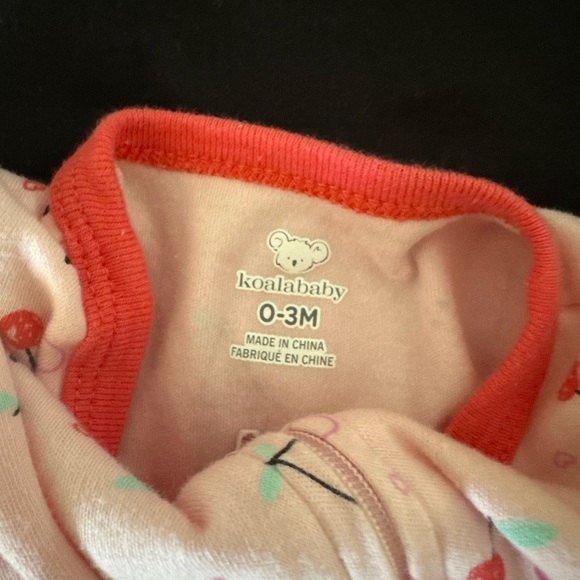 Koala Kids Pink Cherry Footie with Red Accents - Picture 3 of 3